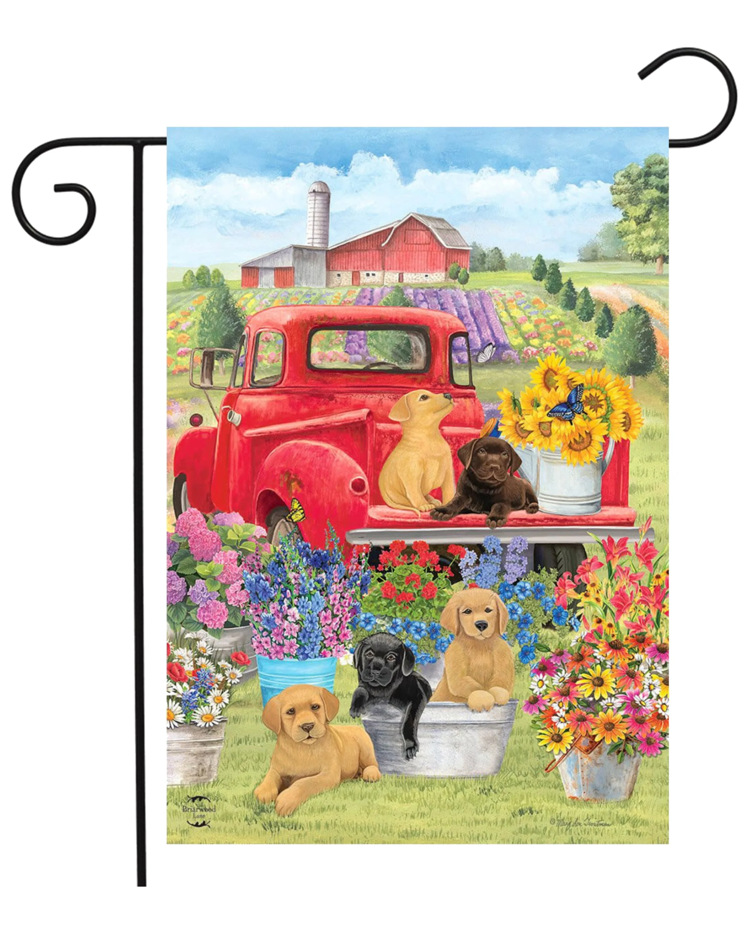 Spring Day Puppies Garden Flag - Image 2