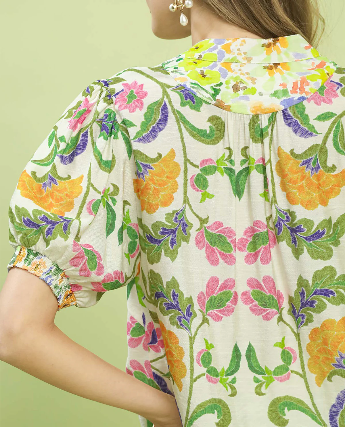 Umgee Abstract Print Top Green Mix - Image 2