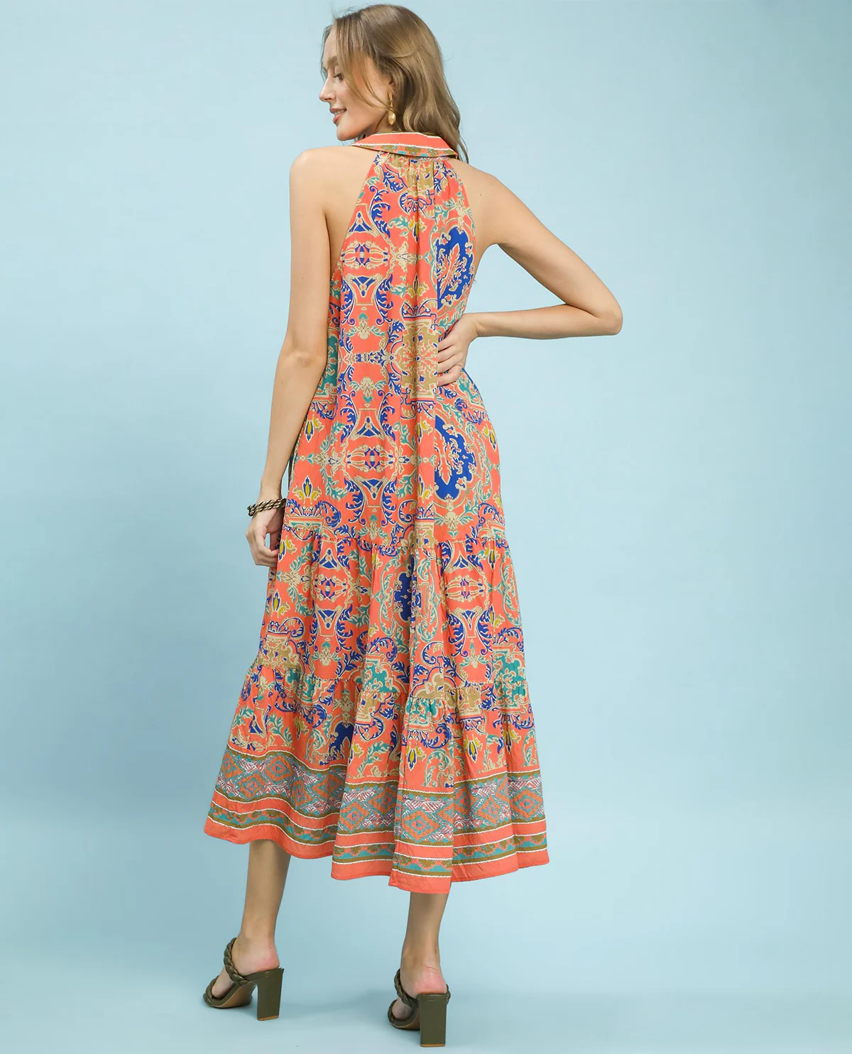 Umgee Border Print Tiered Dress - Image 5