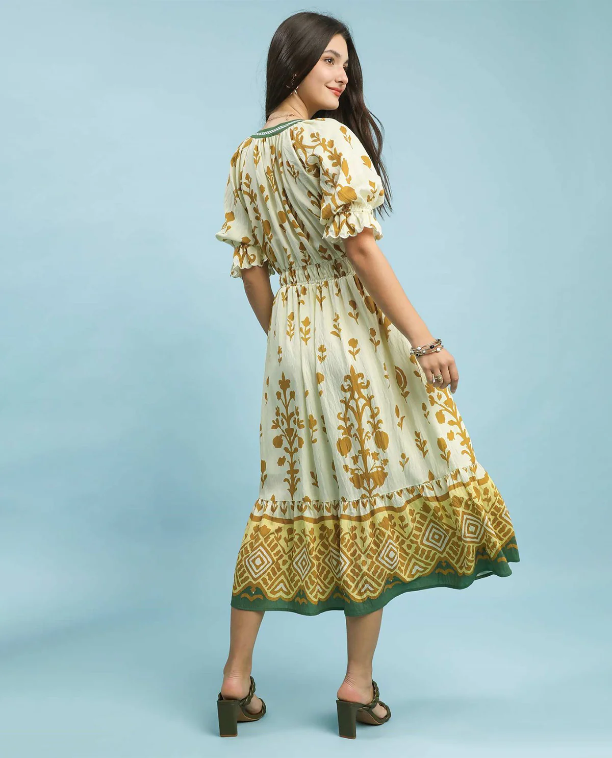 Umgee Border Print Dress Butter - Image 3