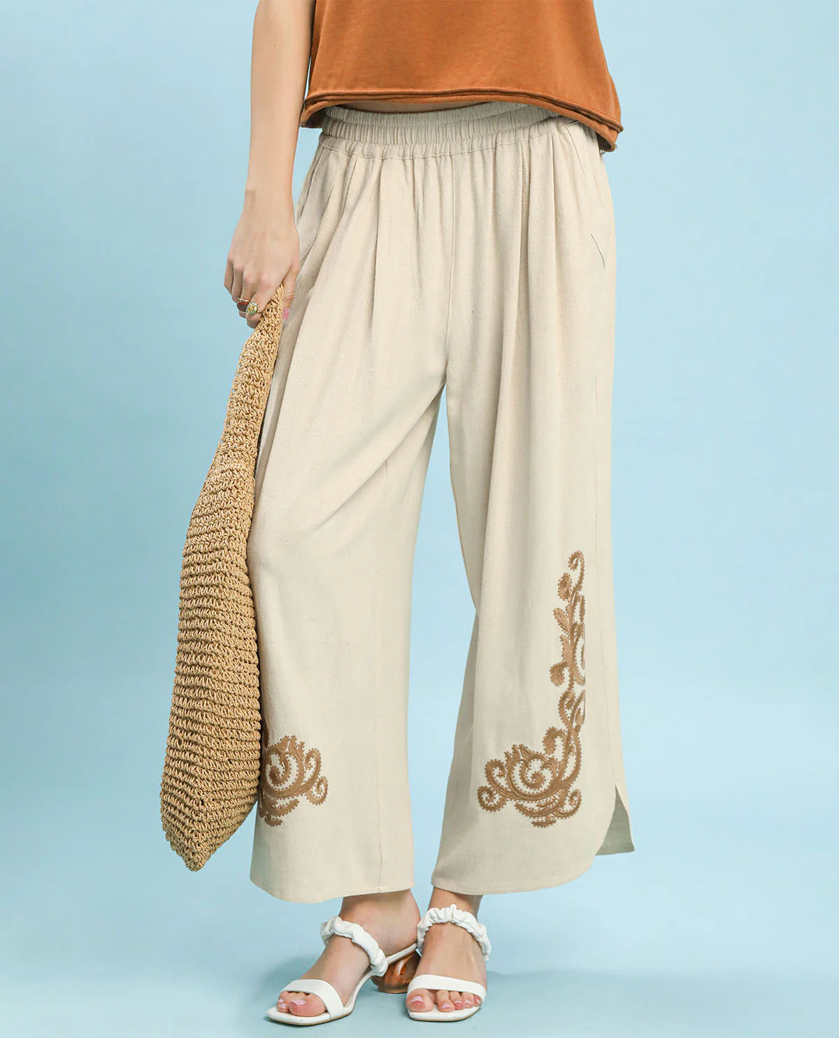 Umgee Embroidered Wide Leg Pant - Image 2