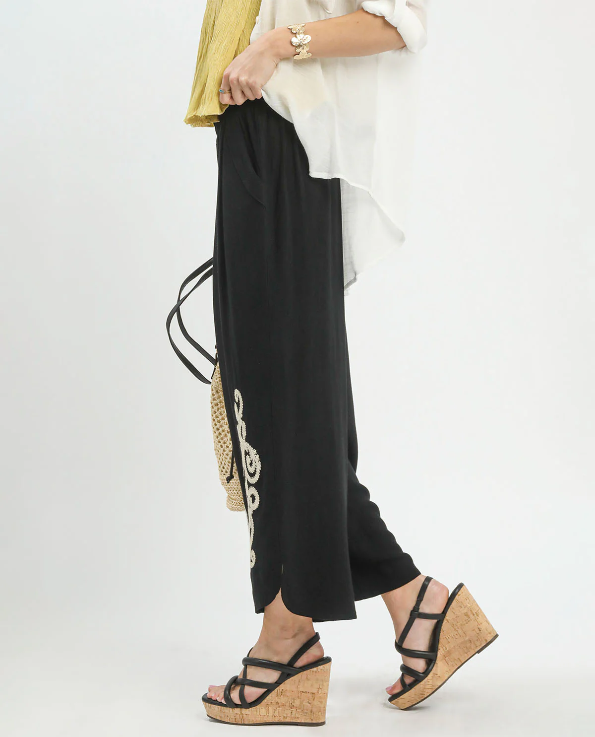 Umgee Embroidered Wide Leg Pant - Image 4