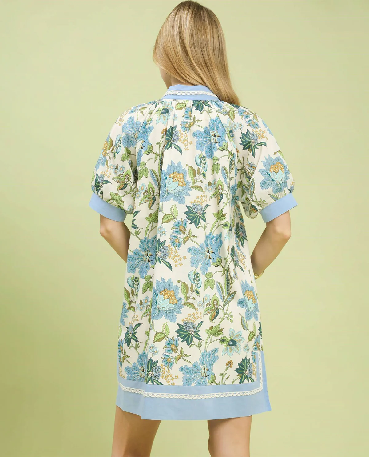 Umgee Floral Print Dress Blue - Image 3