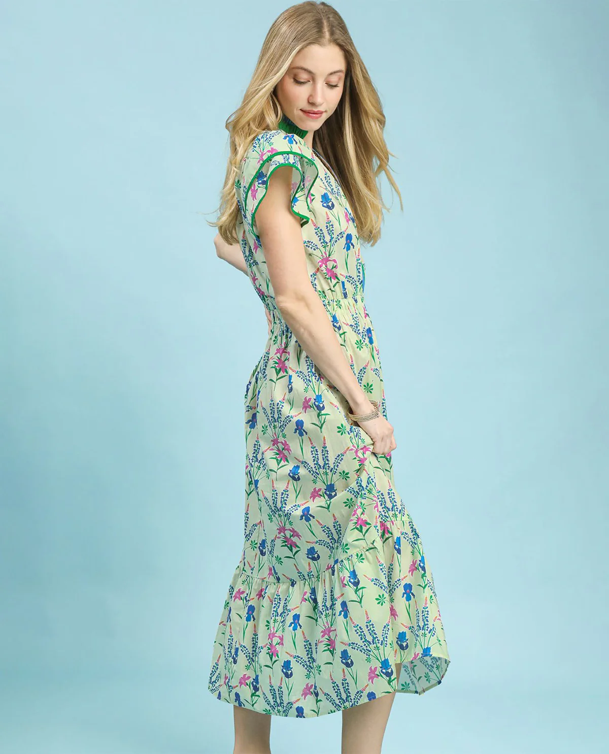 Umgee Floral Print Dress Cream - Image 2