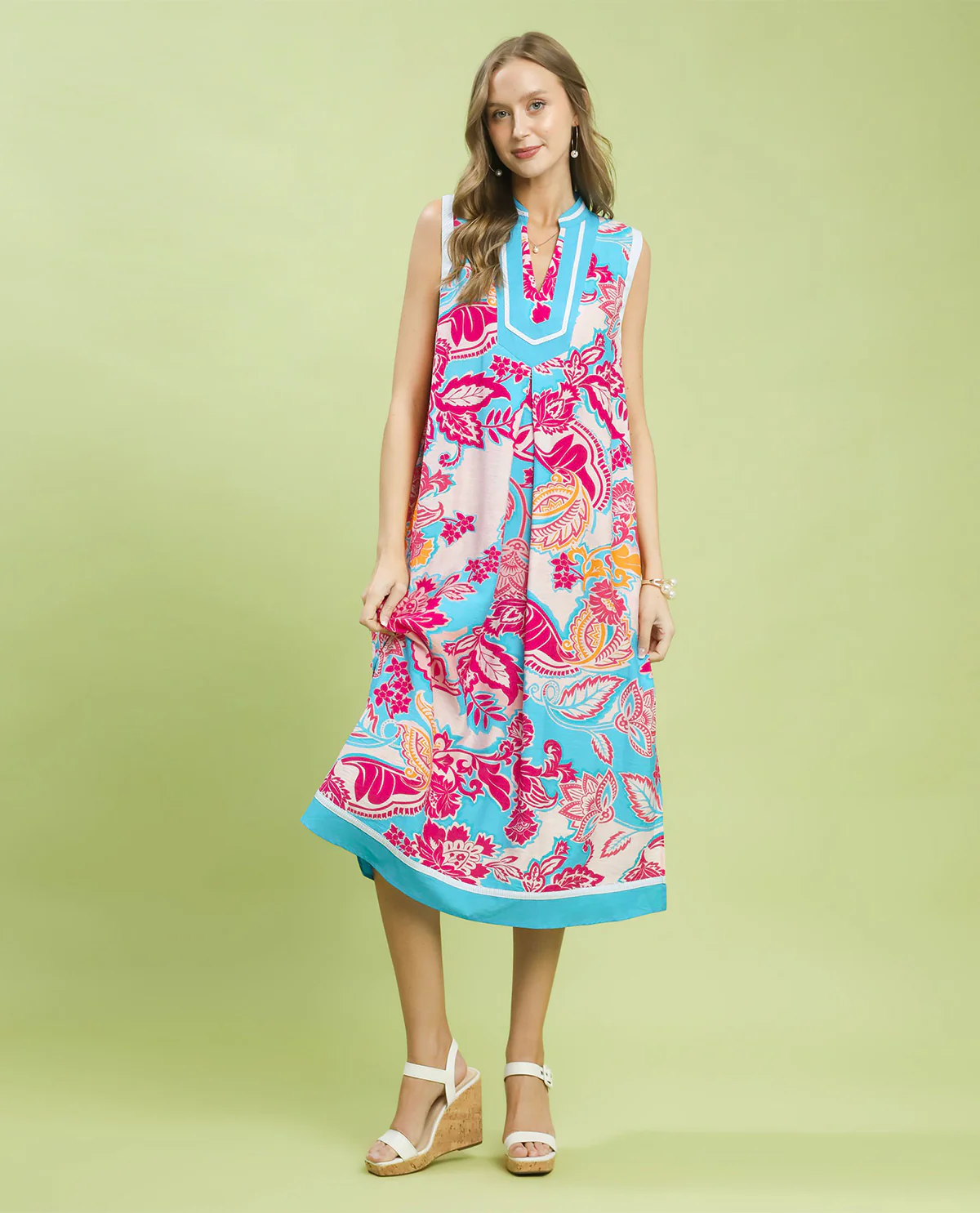 Umgee Floral Sleeveless Dress - Image 2