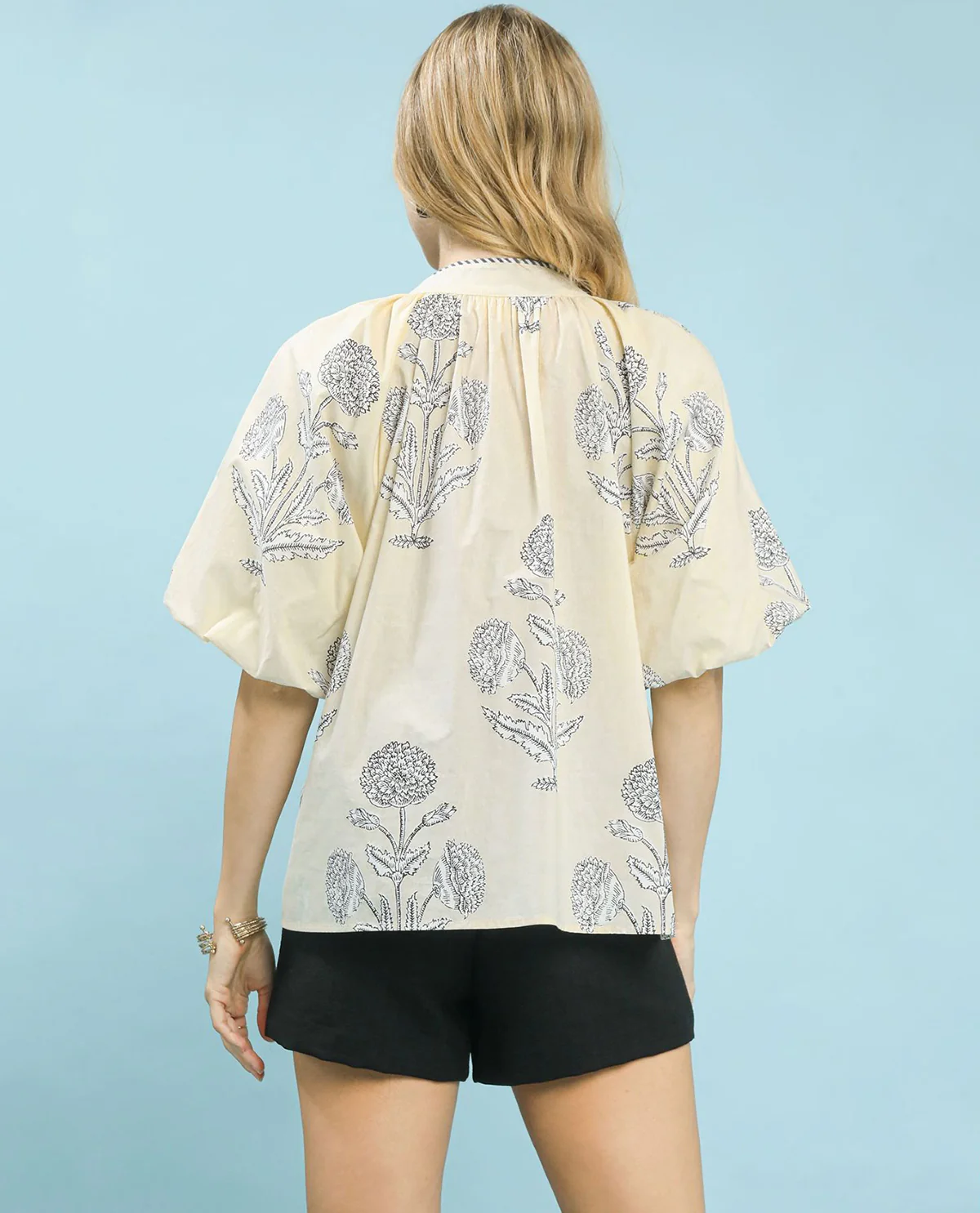 Umgee Floral V-Neck Henley - Image 7