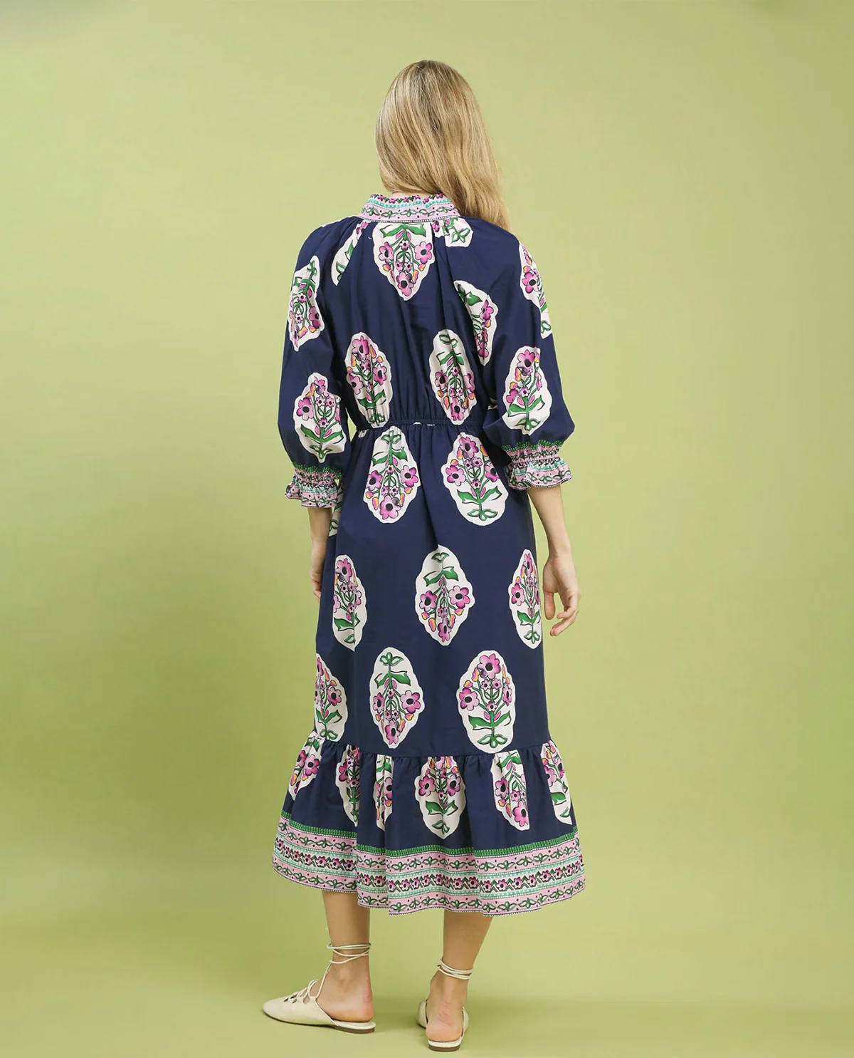 Umgee Flower Patch Border Print V-Neck Dress - Image 3