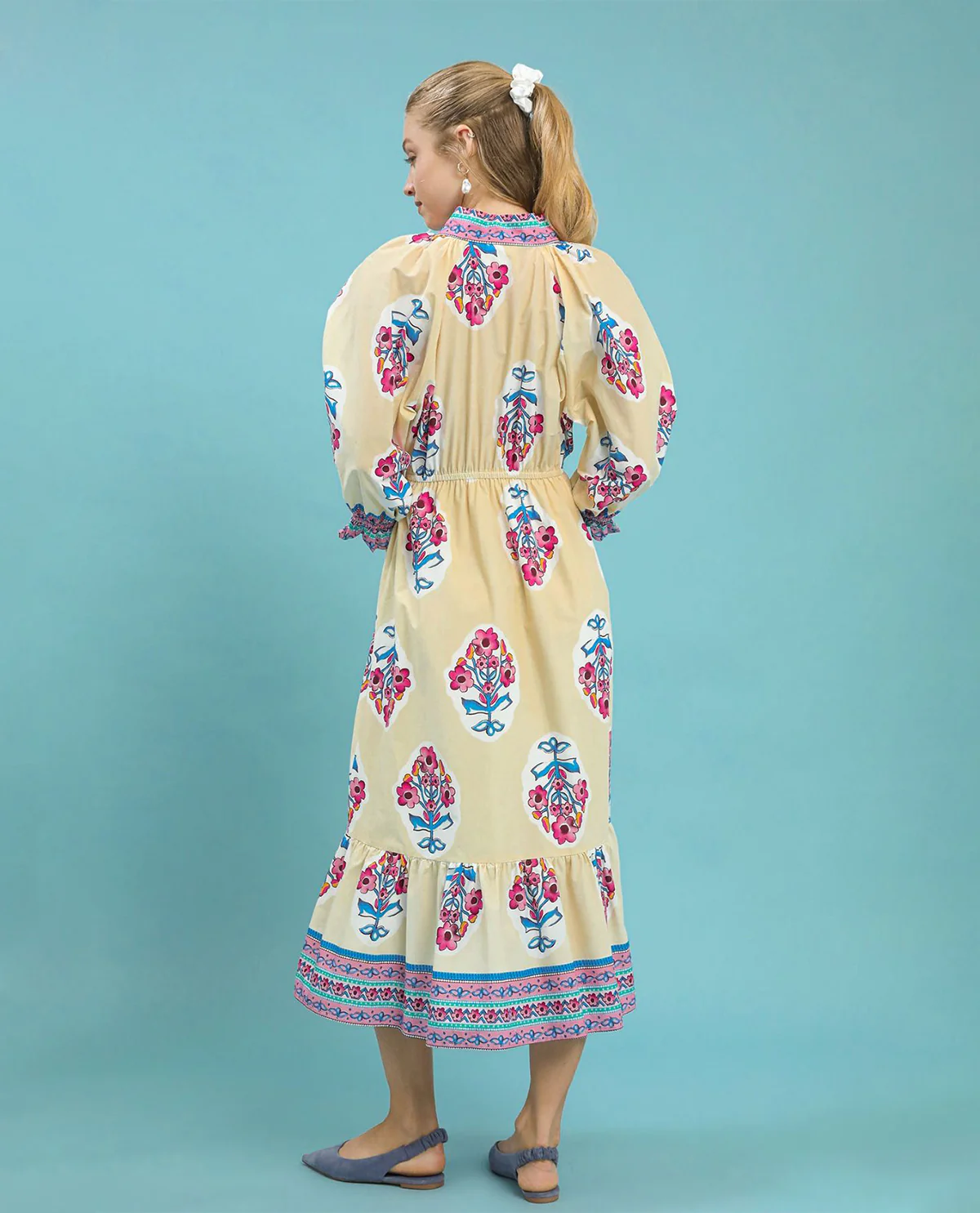 Umgee Flower Patch Border Print V-Neck Dress - Image 6