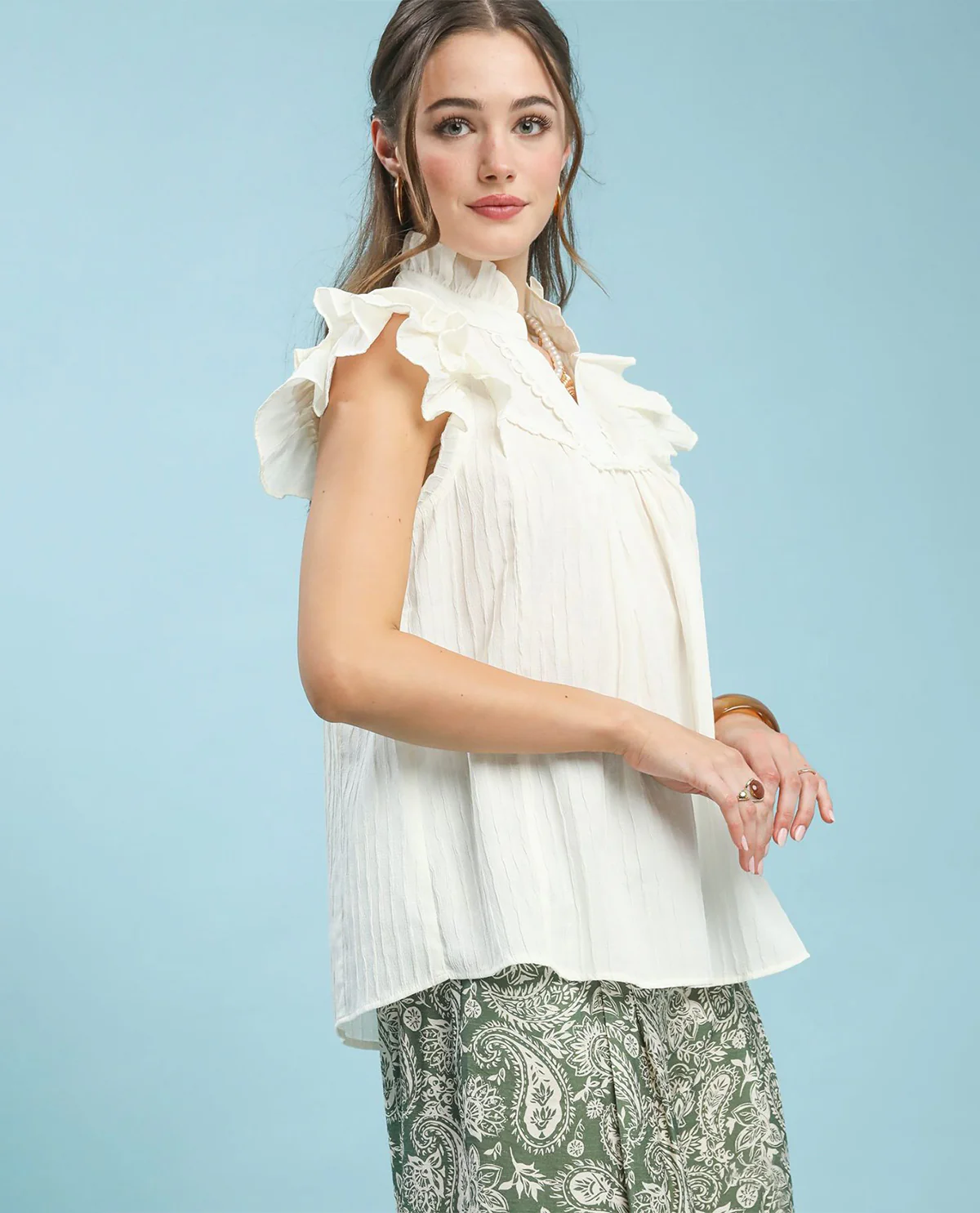 Umgee Frill Collared Top - Image 2