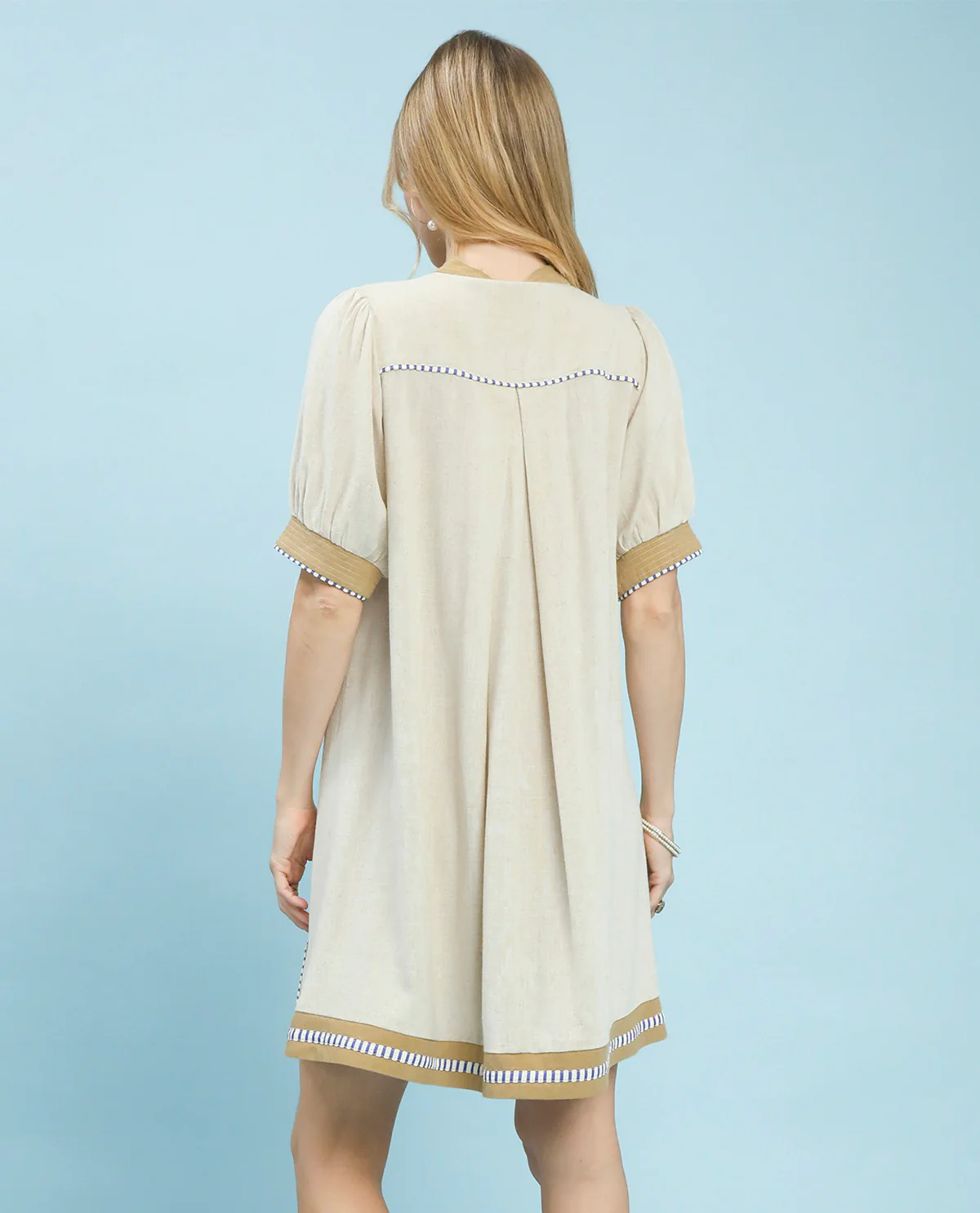 Umgee Linen Contrast Trim Midi Dress - Image 6