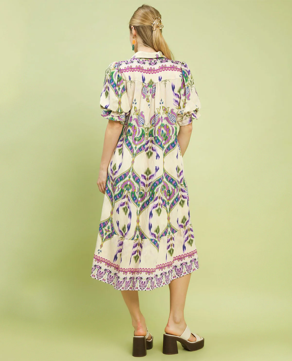 Umgee Mix Border Print Dress Orchid - Image 3
