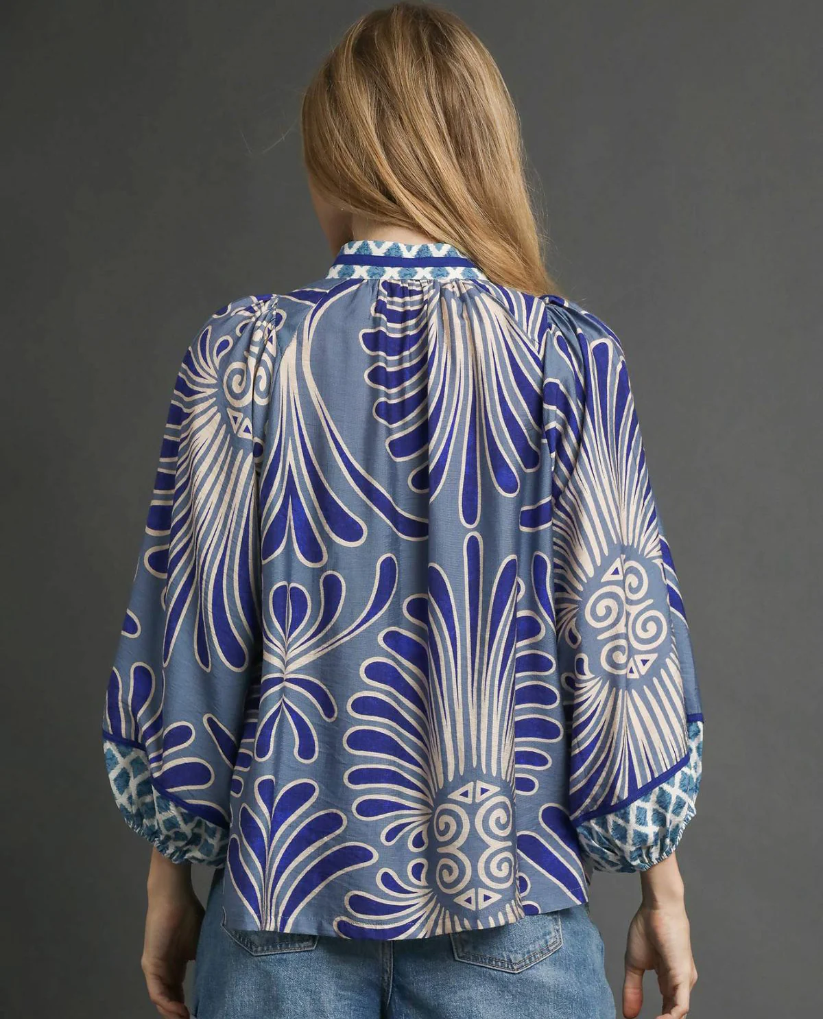 Umgee Mixed Print Top With Smocked Yoke - Image 3