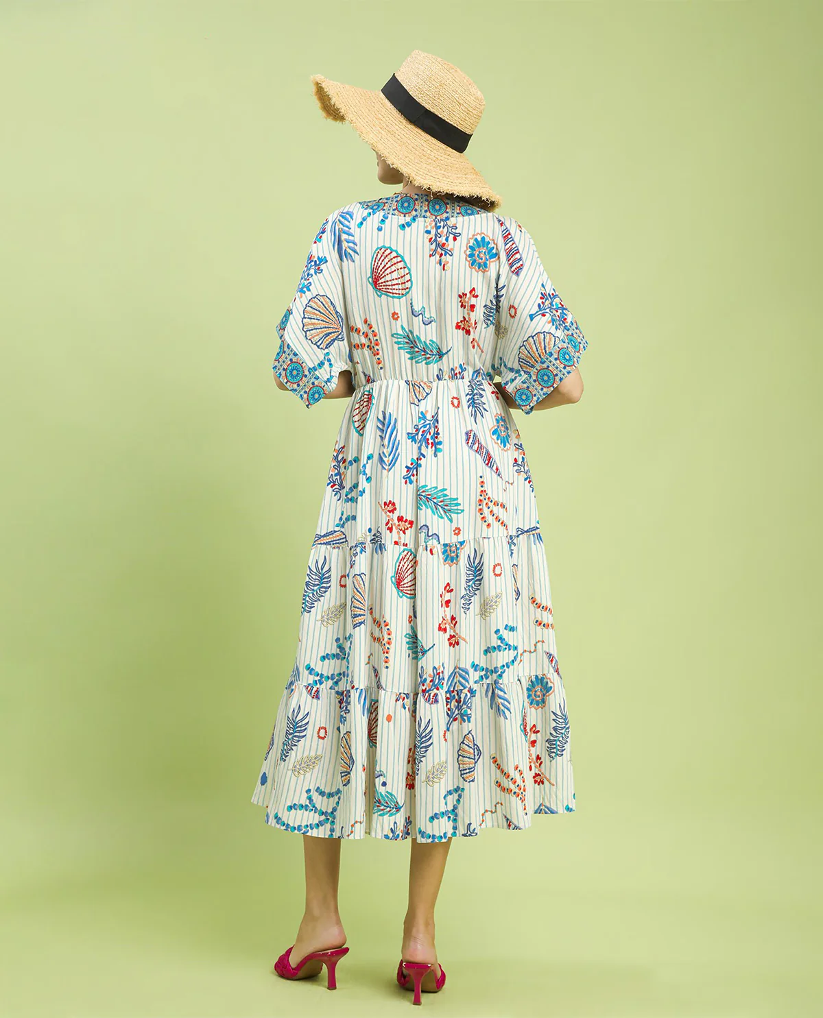 Umgee Print Dolman Dress Ocean Mix - Image 3