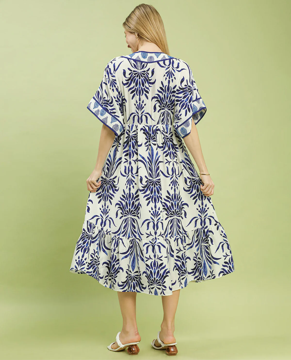 Umgee Floral Print Dress Blue - Image 4