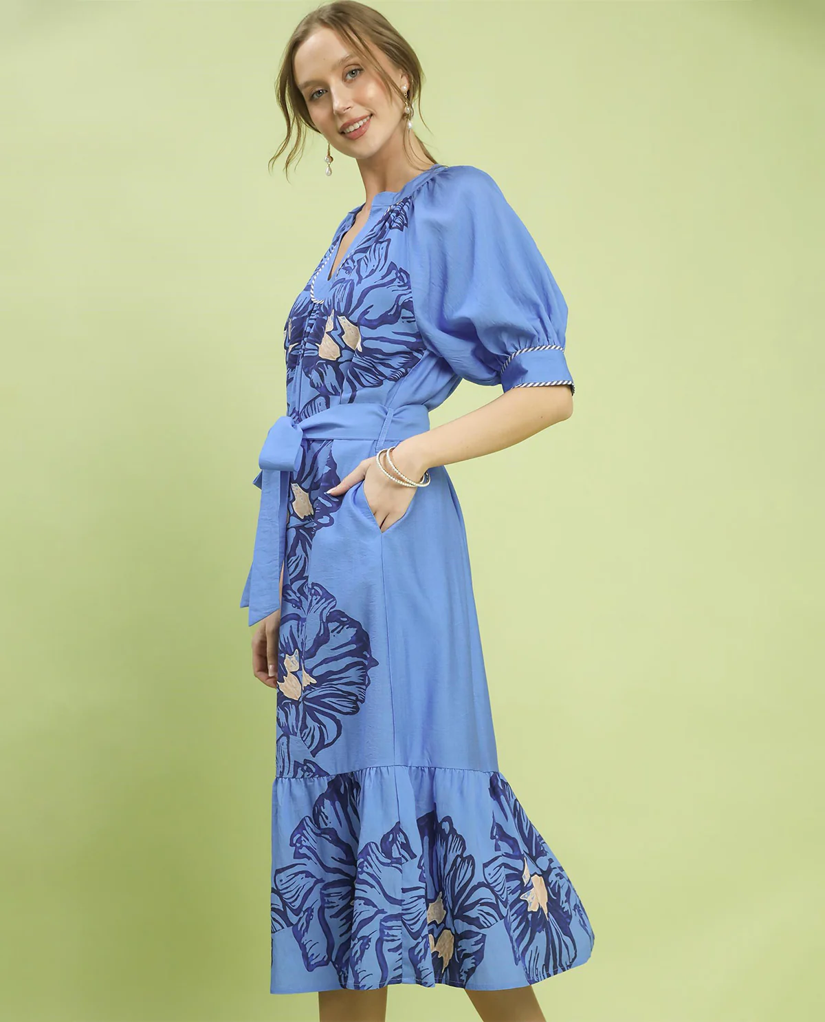Umgee Print Maxi Dress Blue - Image 2