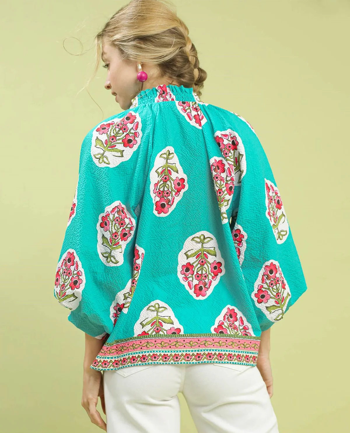 Umgee Boho Print Puff Sleeves Top - Image 5