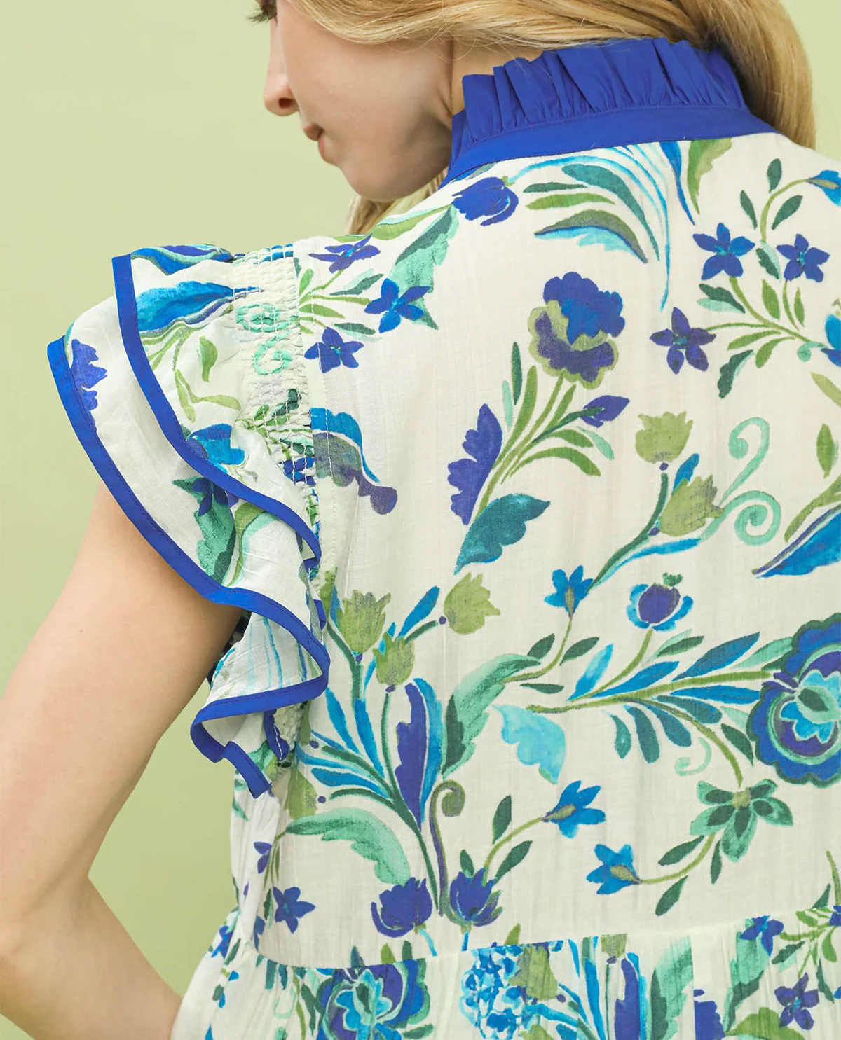 Umgee Print Ruffle Sleeve Tiered Dress - Image 4