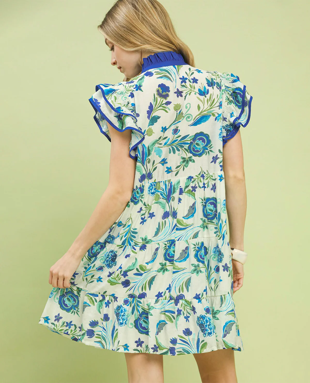 Umgee Print Ruffle Sleeve Tiered Dress - Image 5