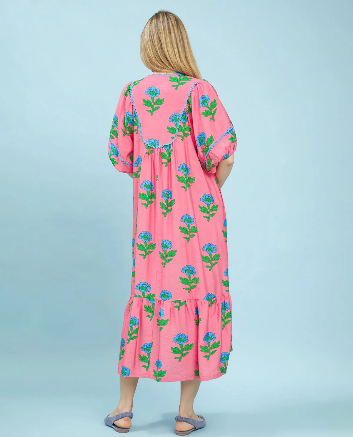 Umgee Print V-Neck Long Dress - Image 3