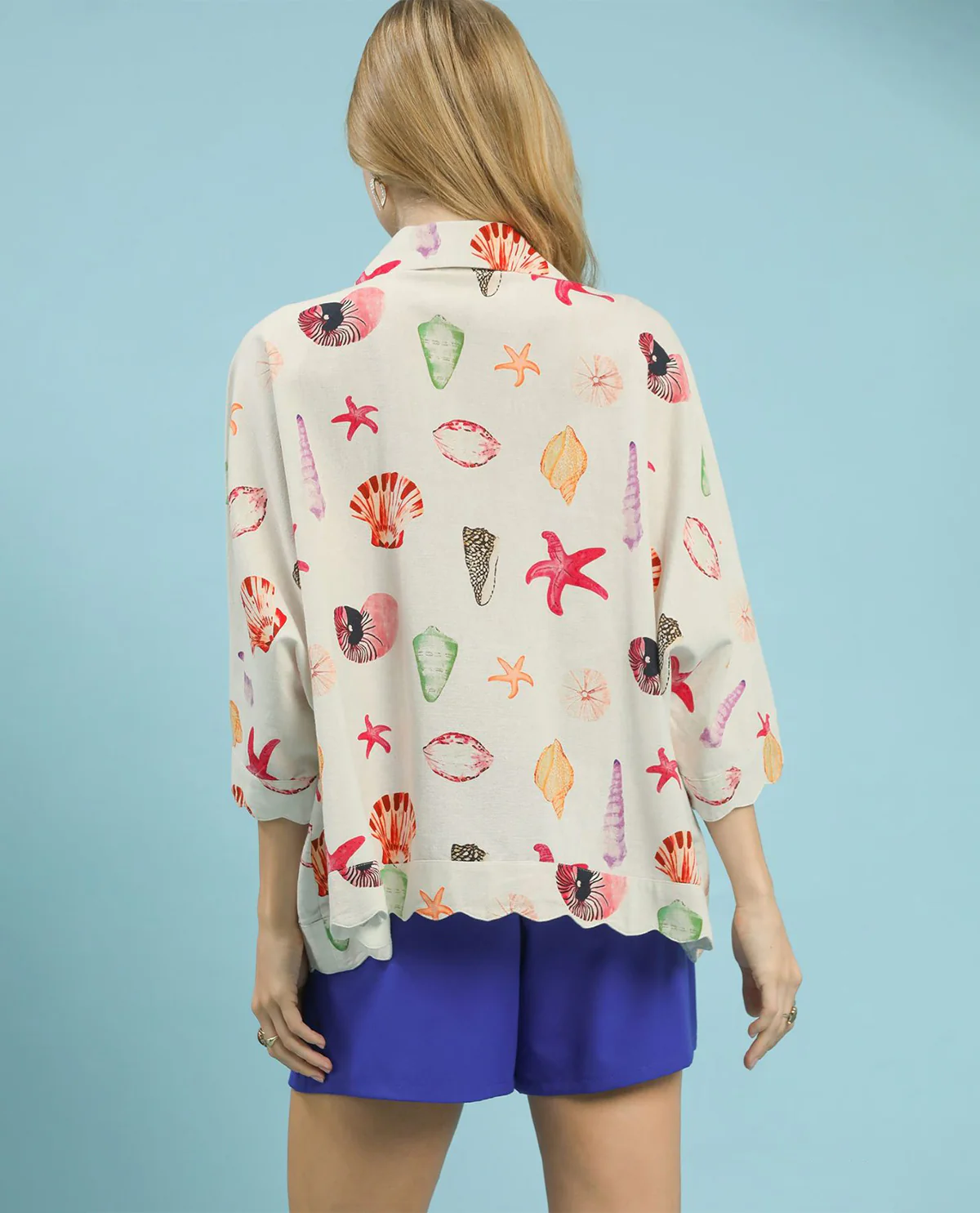 Umgee Seashell And Starfish Print Top Coral - Image 3