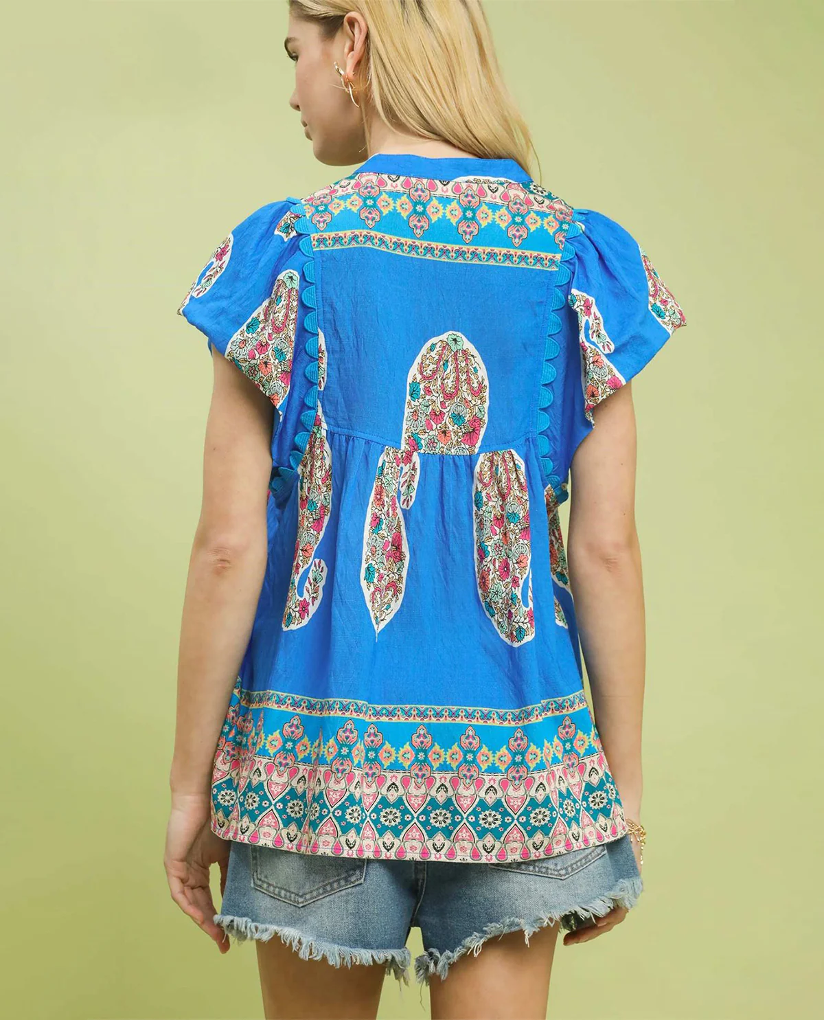 Umgee Slit Neck Print Top - Image 3