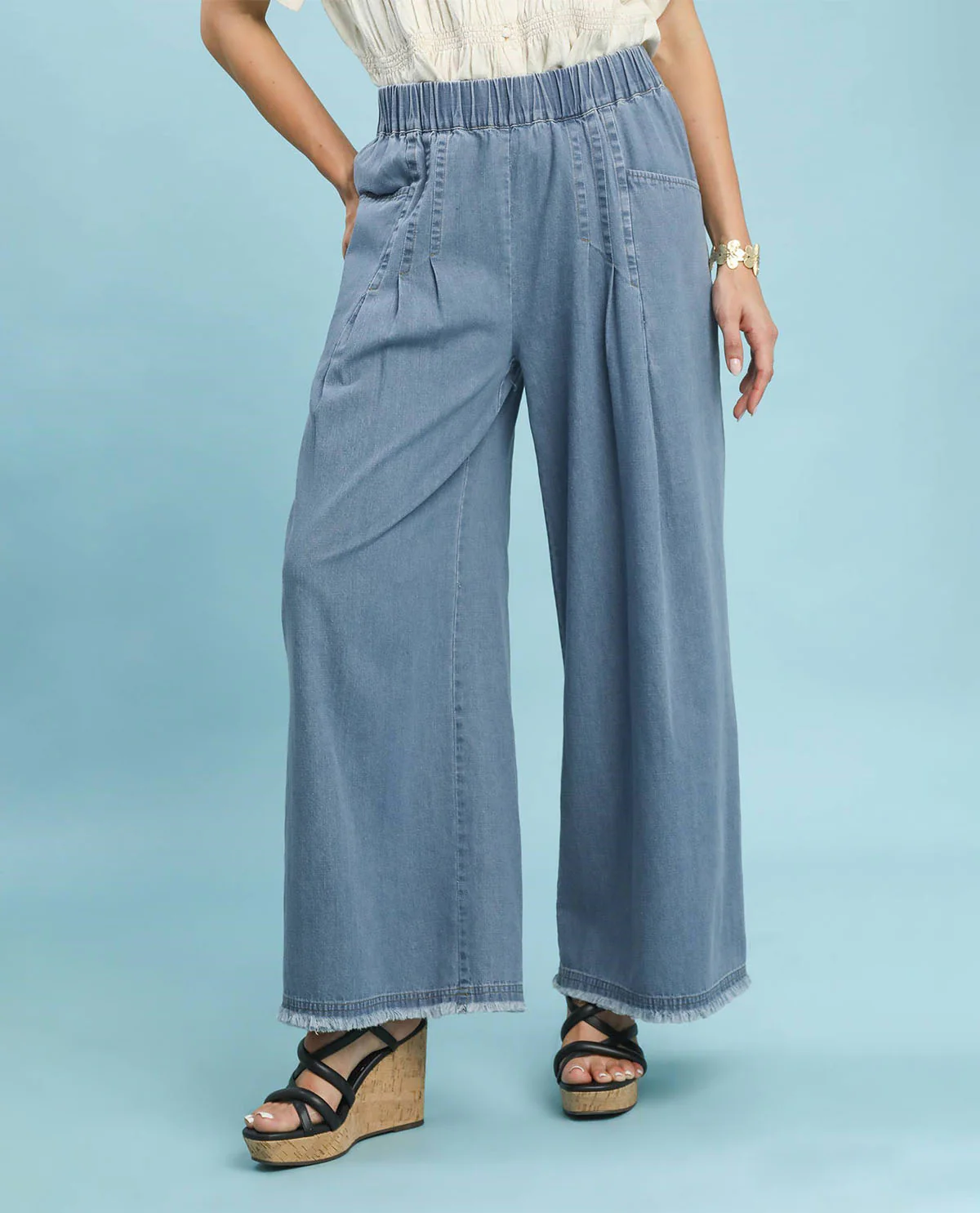Umgee Stone Washed Wide Leg Pant - Image 3