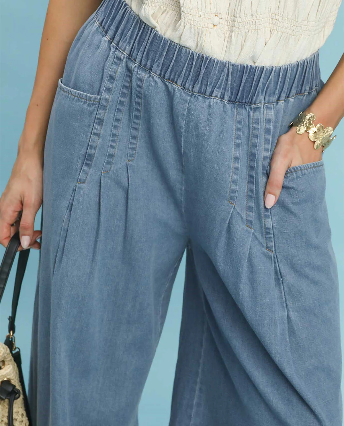 Umgee Stone Washed Wide Leg Pant - Image 4