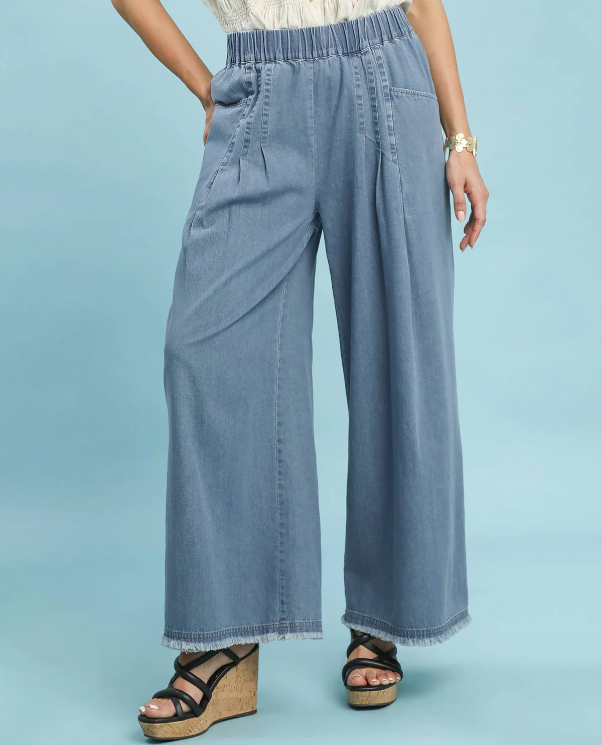 Umgee Stone Washed Wide Leg Pant - Image 5