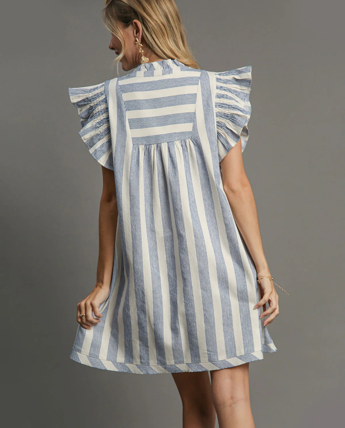 Umgee Stripe Dress With Flutter Sleeve - Image 4