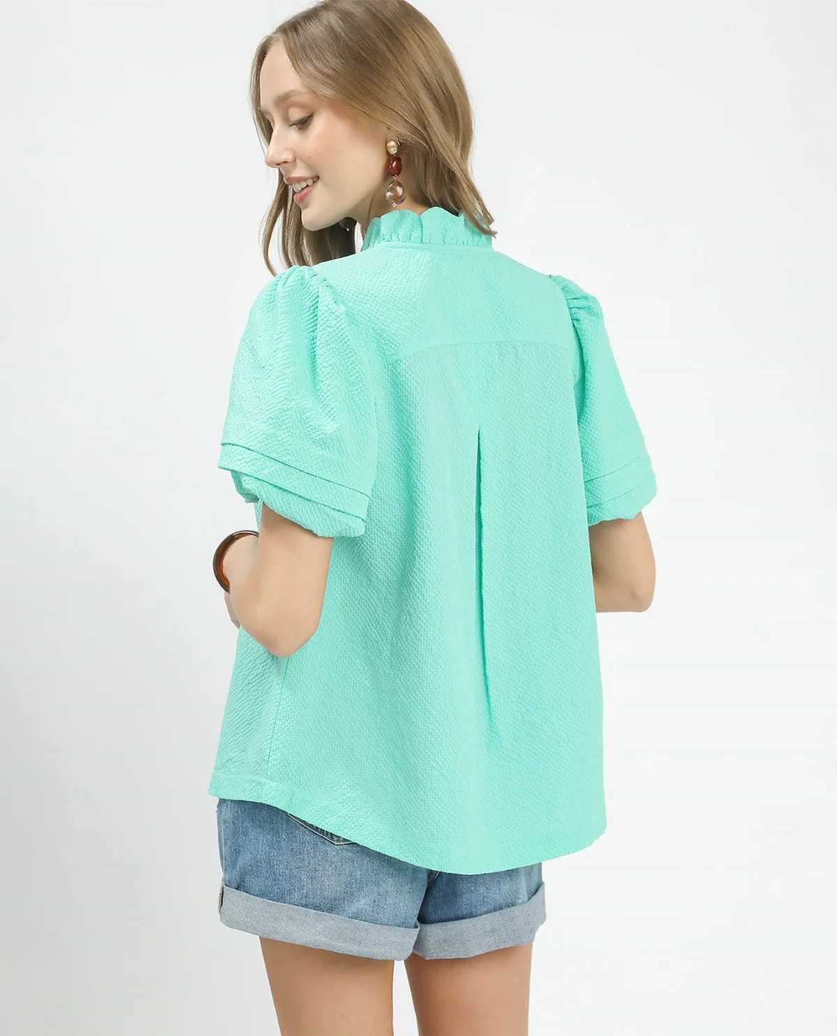 Umgee Texture Scallop Trim Solid Top Mint - Image 3