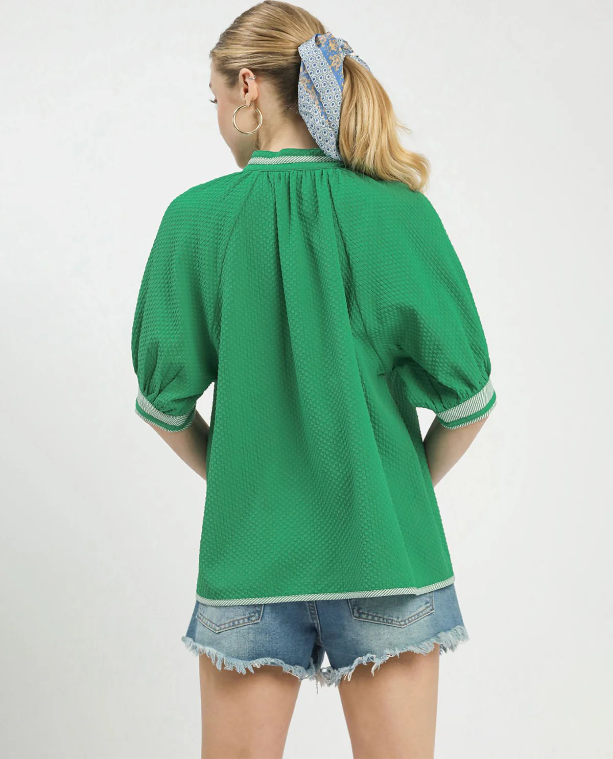Umgee Textured Top With Contrast Trim - Image 6