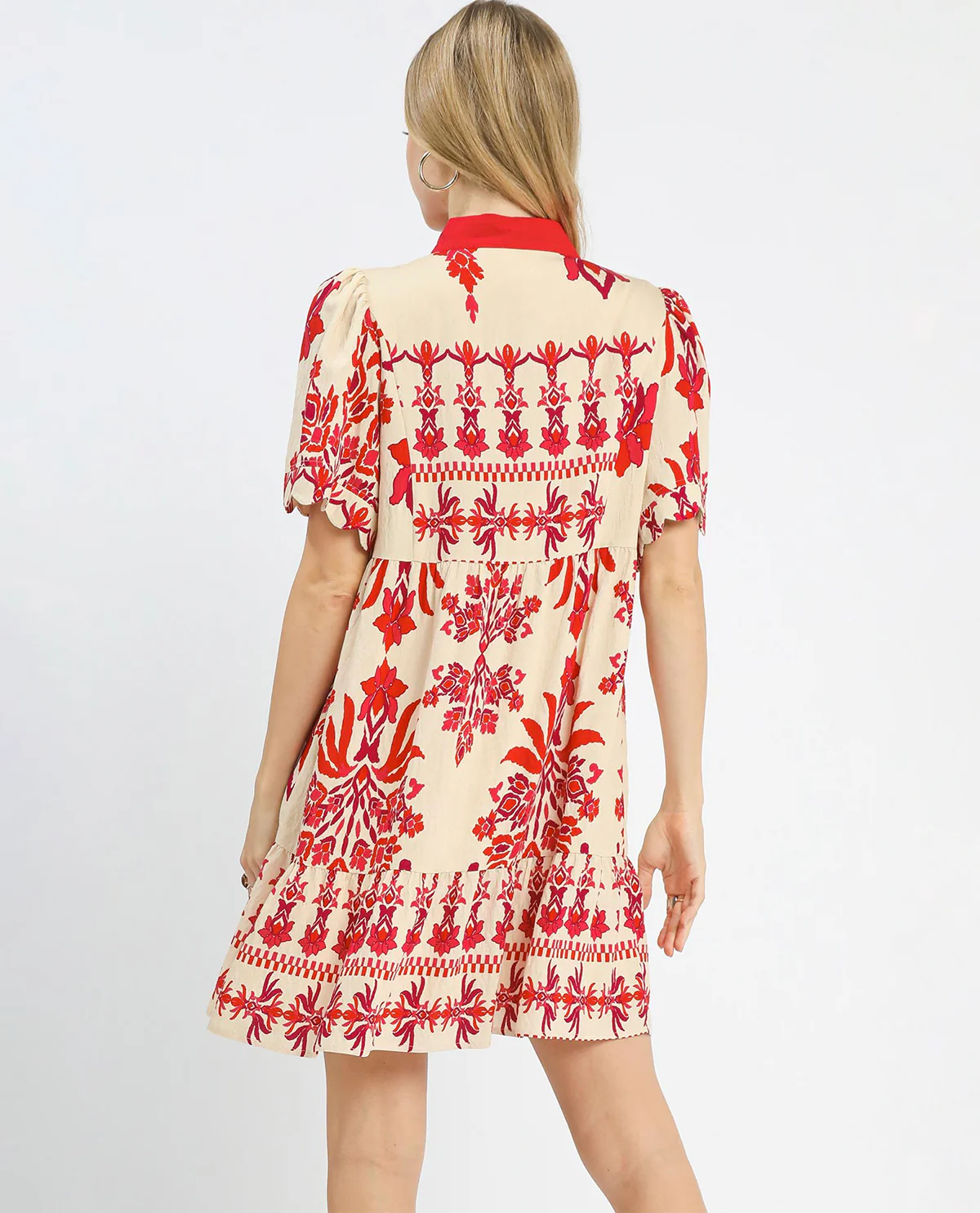 Umgee Tropical Border Print Dress Raspberry - Image 2