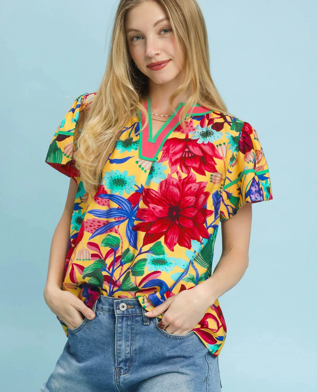 Umgee V-Neck Floral Print Top - Image 6