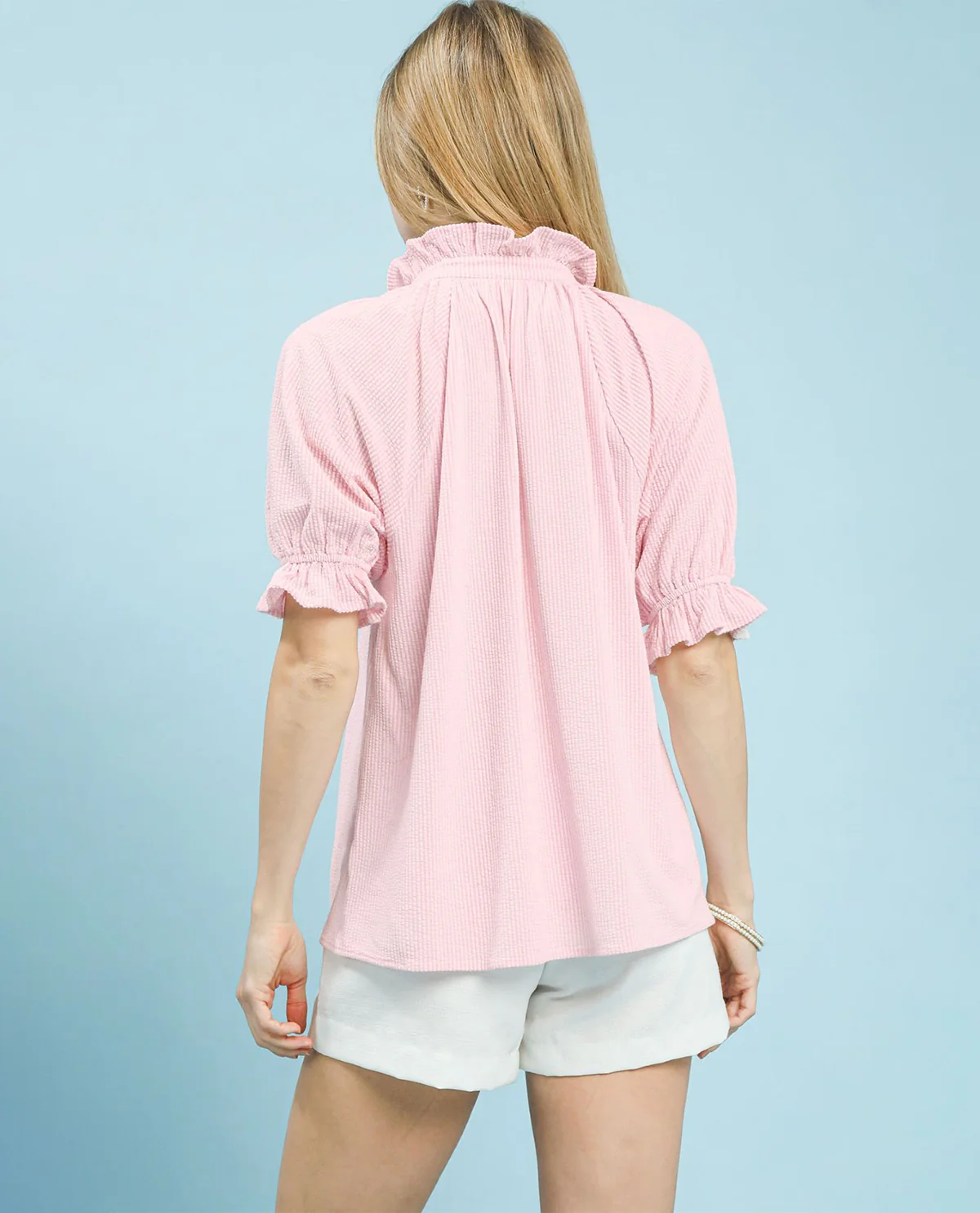 Umgee V-Neck Puff Sleeve Top - Image 3