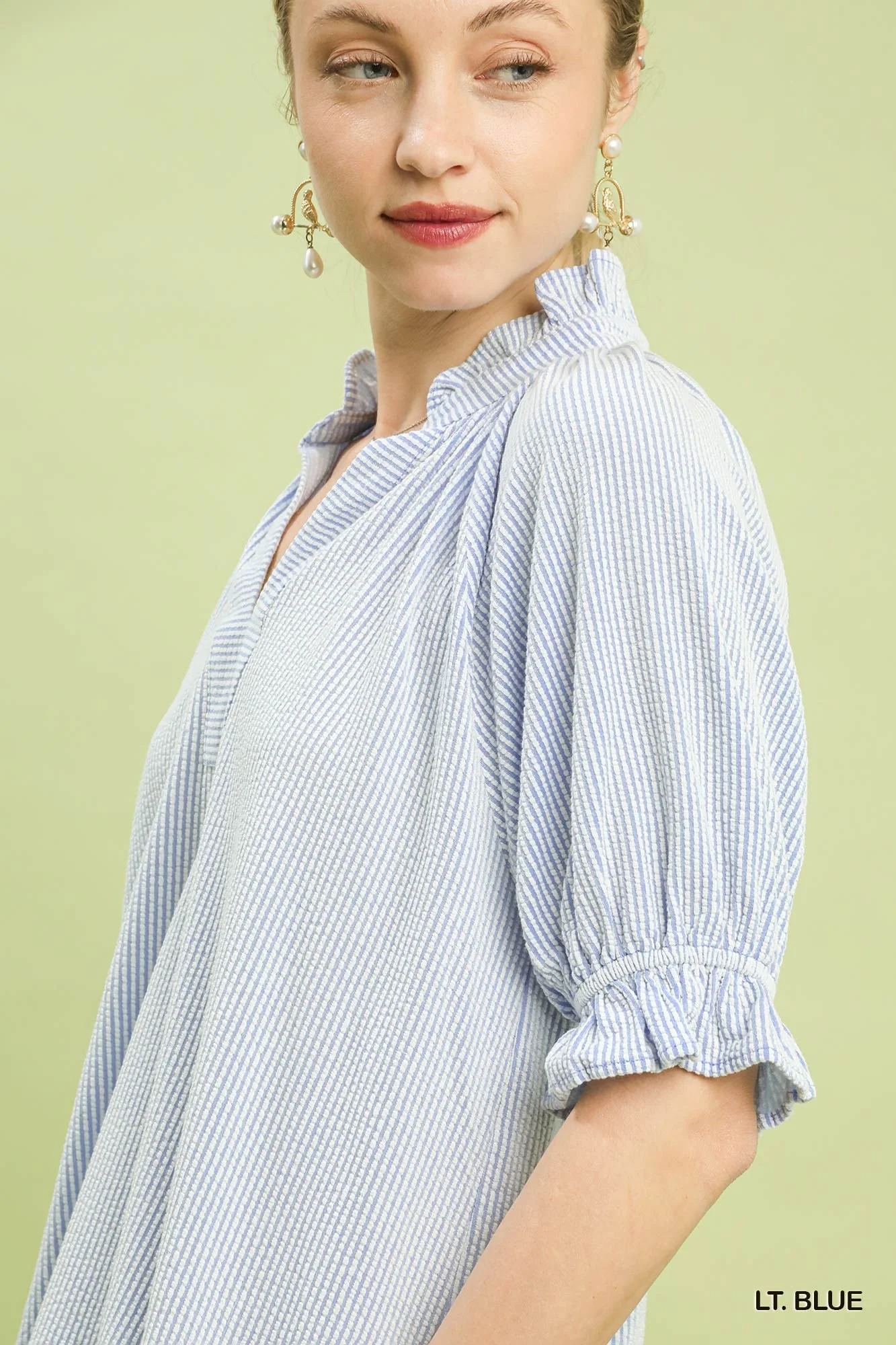 Umgee V-Neck Puff Sleeve Top - Image 5