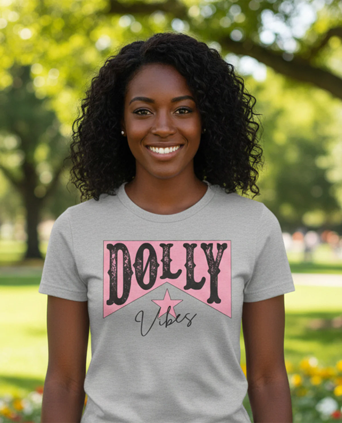 Dolly Vibes Short Sleeve Screen Tee Grey - Image 2