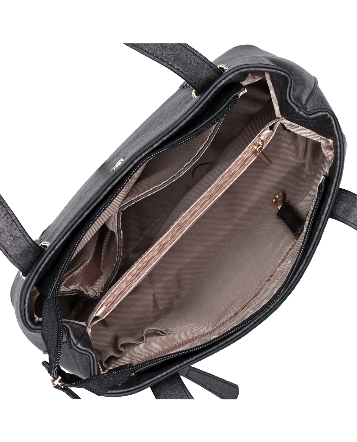 Whip Stitch Vegan Black Leather Organizer Tote Bag - Image 4